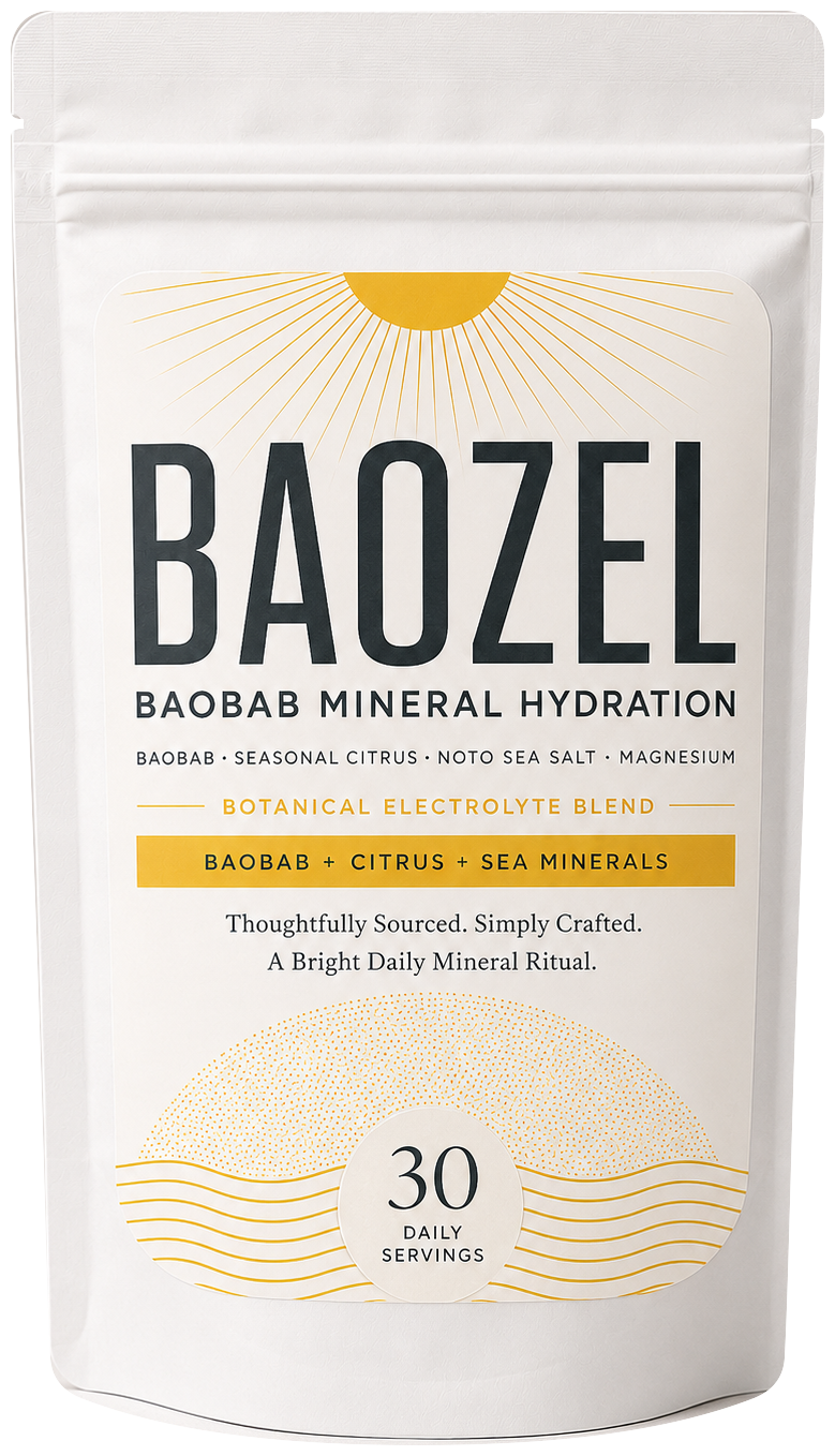 BAOZEL バオバブ・季節の柑橘・能登の海塩・マグネシウムを配合した電解質パウダーのパッケージ