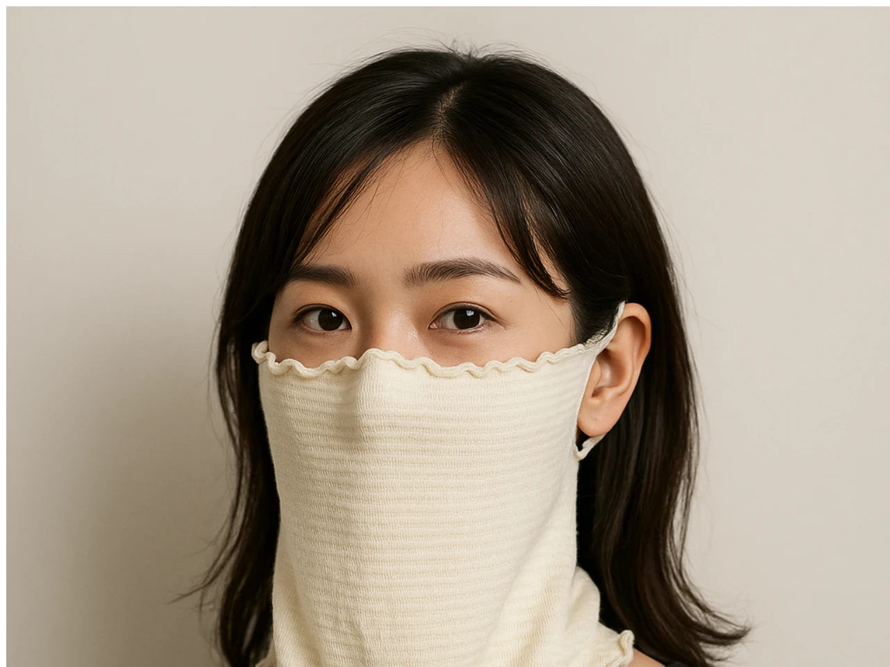 首元まで包むmagical MASKの着用イメージ
