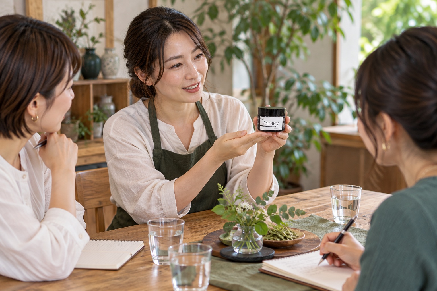 暮らしの教室で講師が参加者にミネリーを紹介するイメージ